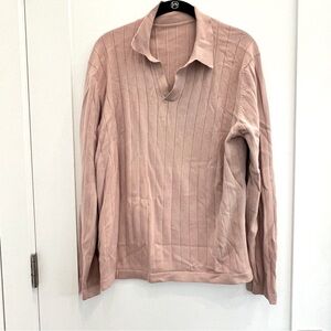 Rose Pink Collared Knit Sweater